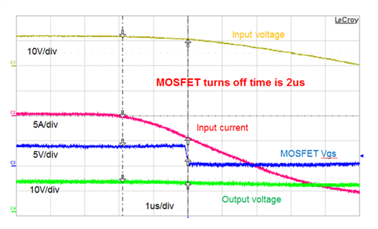 “图4：LM74610-Q1对于反向电压的响应时间。”