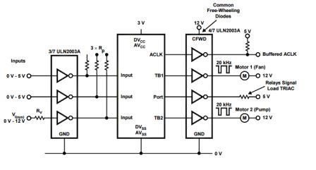 “图4：将MSP30连接到高电压和高电流负载”