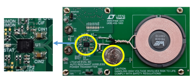 图 6：采用 LTC4125典型和完整的无线功率发送器电路板