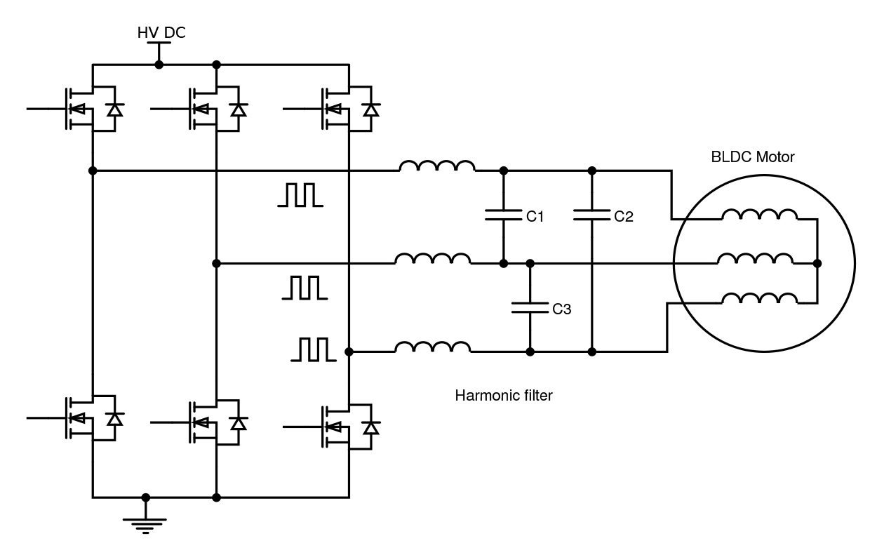 “图4：电机驱动EMC滤波中的薄膜电容器。”