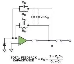 “图5：包括开关寄生电容的总反馈电容”