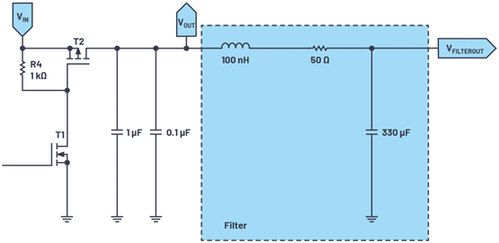 “图2.用于使输出电压平稳的滤波器电路"