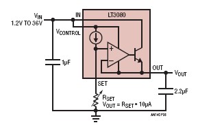 “图6.具有精密电流源基准的单电阻设置LDO