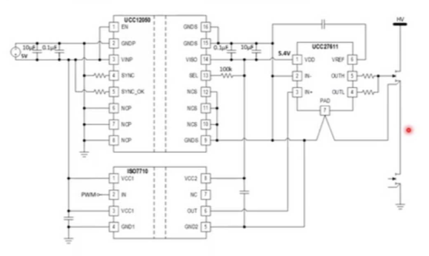 “图12：UCC12050支持GaN器件的应用（图源：TI）”