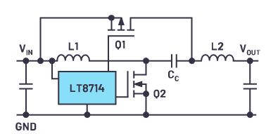 “图3.展示四象限电压转换器拓扑结构的简化电路图。"